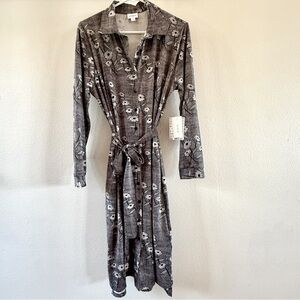 Gray Floral Women's Tie Dress